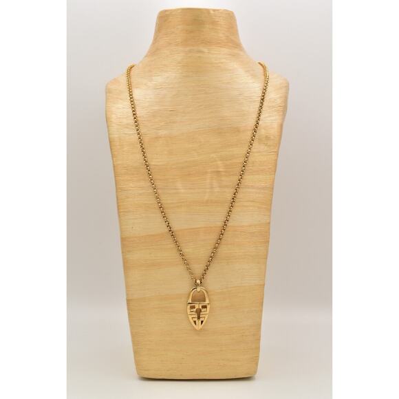 Givenchy Vintage Padlock Logo 4G Pendant Necklace Toggle Chunky Signed BinA17 - Picture 6 of 12